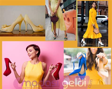 sarı renk elbiseye hangi renk ayakkabı